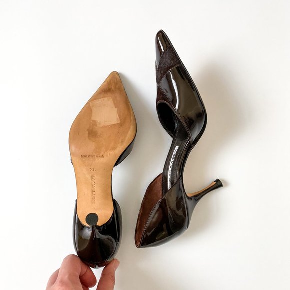 Manolo Blahnik Black Patent D'Orsay Pumps Size 36 - Picture 8 of 14
